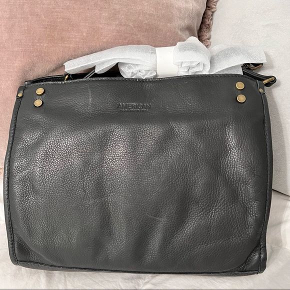 American Leather Company (NEW) genuine leather Lenox Triple Entry Satchel in BLK - Picture 6 of 10